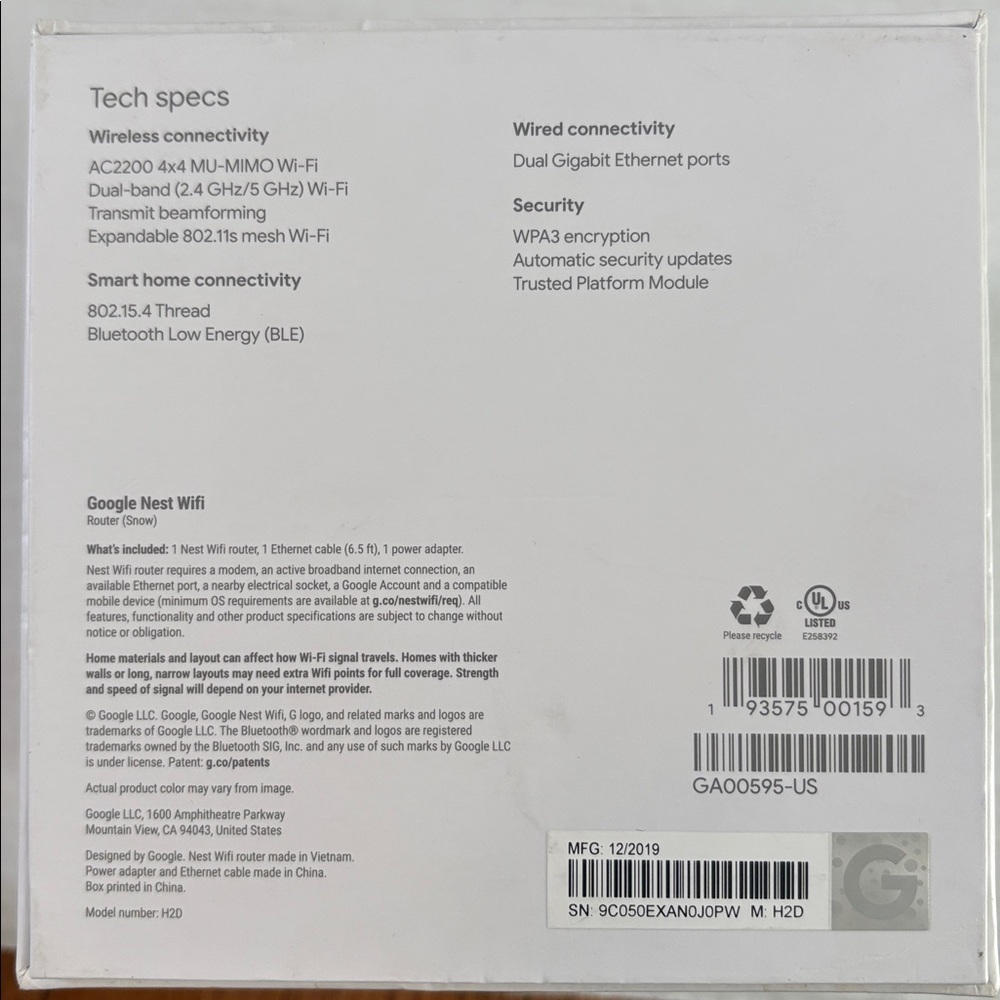 Google Nest Wifi Router Snow - Picture 8 of 8